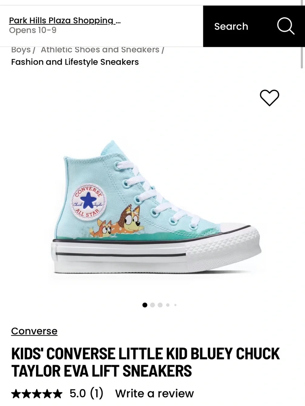 Converse Kids Light Blue High-Top Sneakers with Bluey Swim Characters